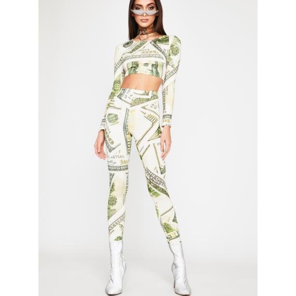 Cashin Out Money Crop Top and Leggi Set Dolls Kill
